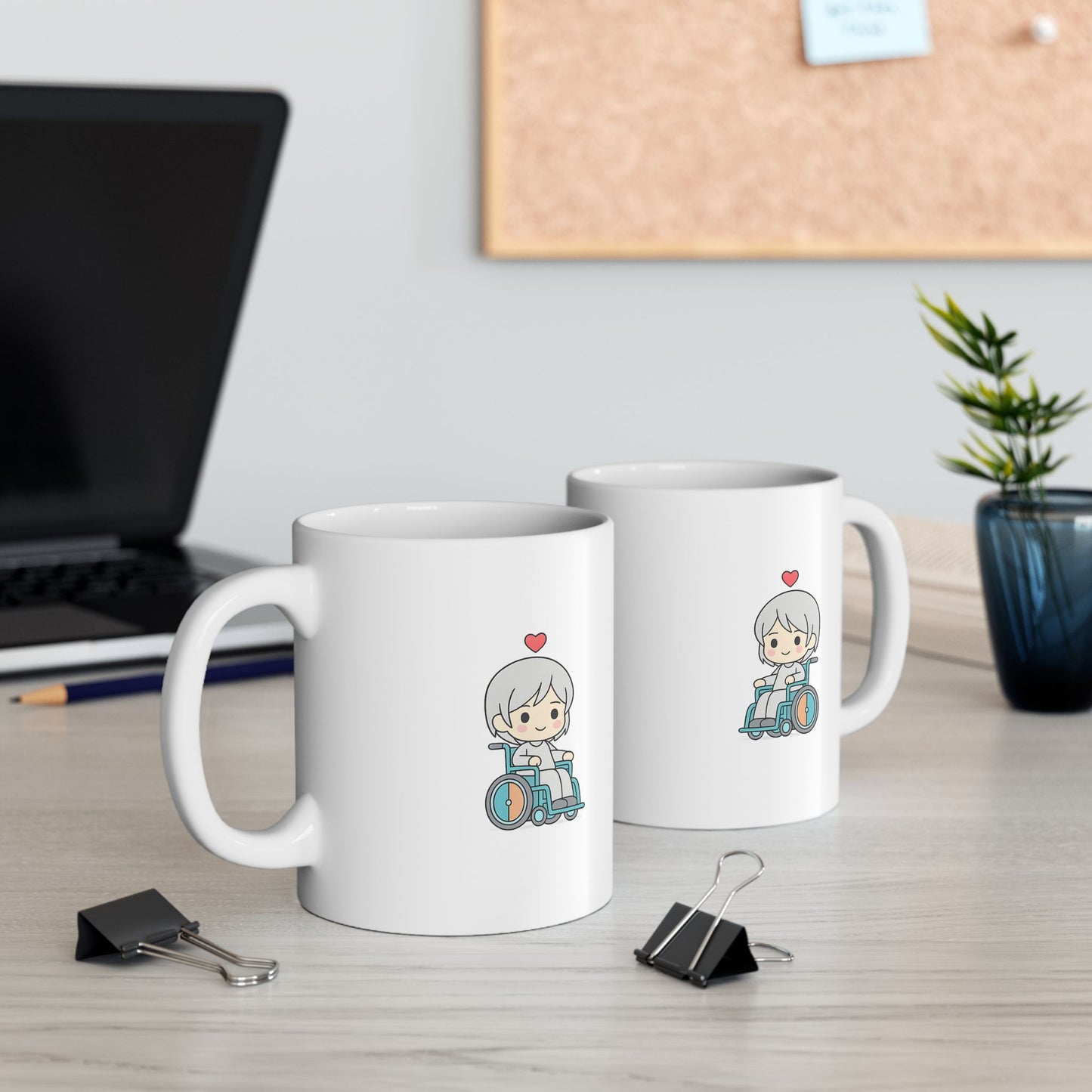 Disability With Anime Inspirational Ceramic Mug - Floral Design (11oz)