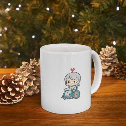 Disability With Anime Inspirational Ceramic Mug - Floral Design (11oz)