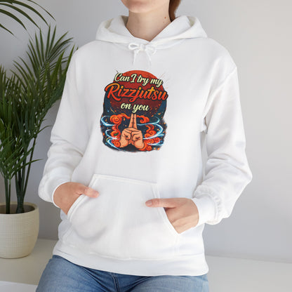 Hoodie — "Can I Try My Rizqustsa On You" Retro Hand-Drawn Graphic Pullover