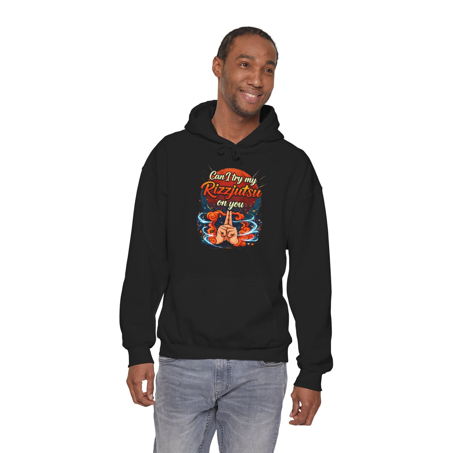 Hoodie — "Can I Try My Rizqustsa On You" Retro Hand-Drawn Graphic Pullover