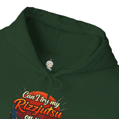 Hoodie — "Can I Try My Rizqustsa On You" Retro Hand-Drawn Graphic Pullover