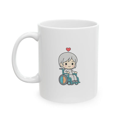 Disability With Anime Inspirational Ceramic Mug - Floral Design (11oz)