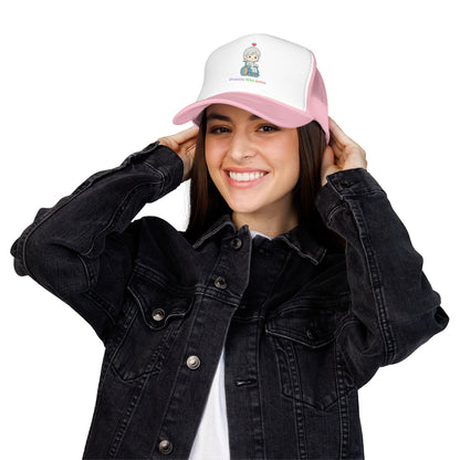 Disability With Anime Trucker Hat — Cute Wheelchair Character Foam Truckers Cap