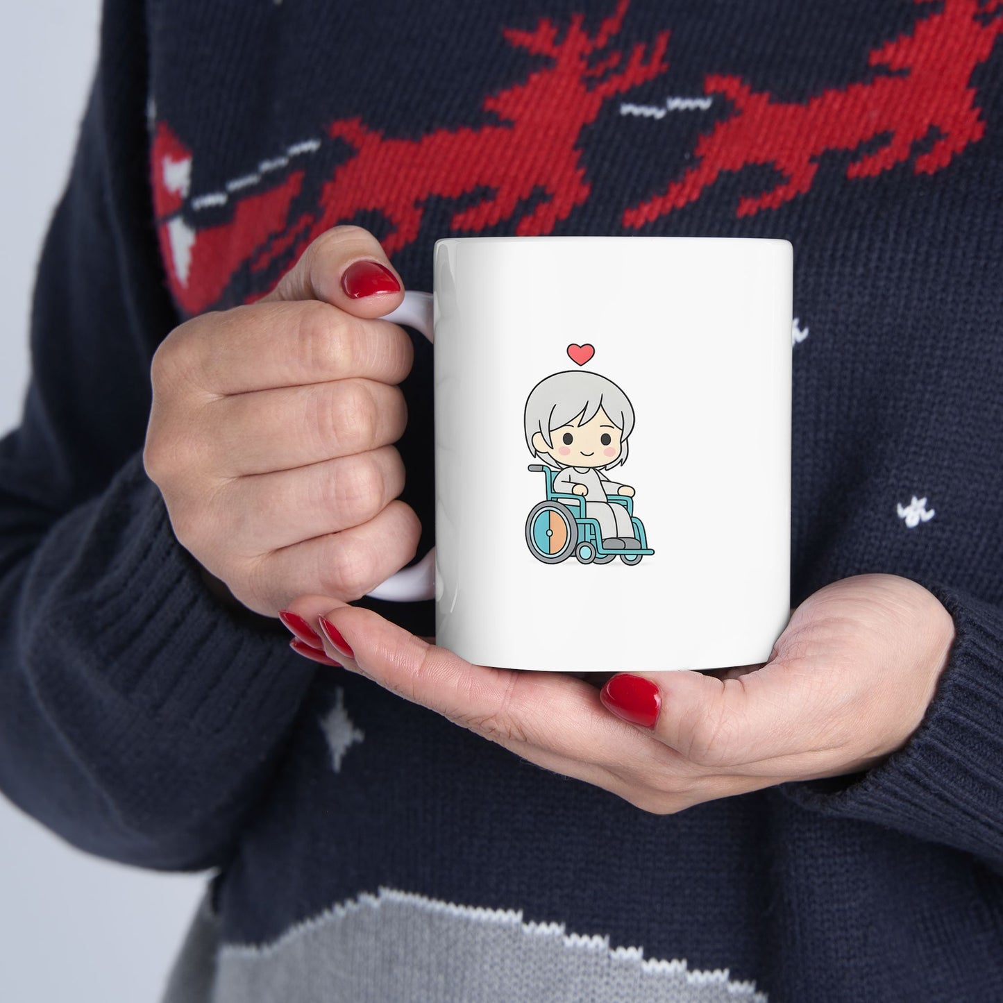 Disability With Anime Inspirational Ceramic Mug - Floral Design (11oz)