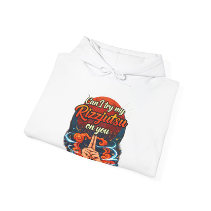 Hoodie — "Can I Try My Rizqustsa On You" Retro Hand-Drawn Graphic Pullover