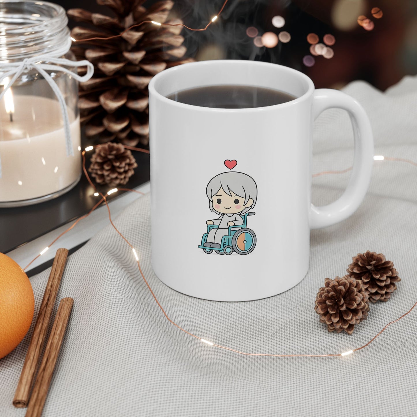 Disability With Anime Inspirational Ceramic Mug - Floral Design (11oz)