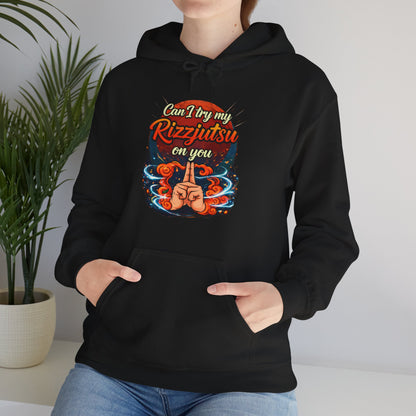 Hoodie — "Can I Try My Rizqustsa On You" Retro Hand-Drawn Graphic Pullover