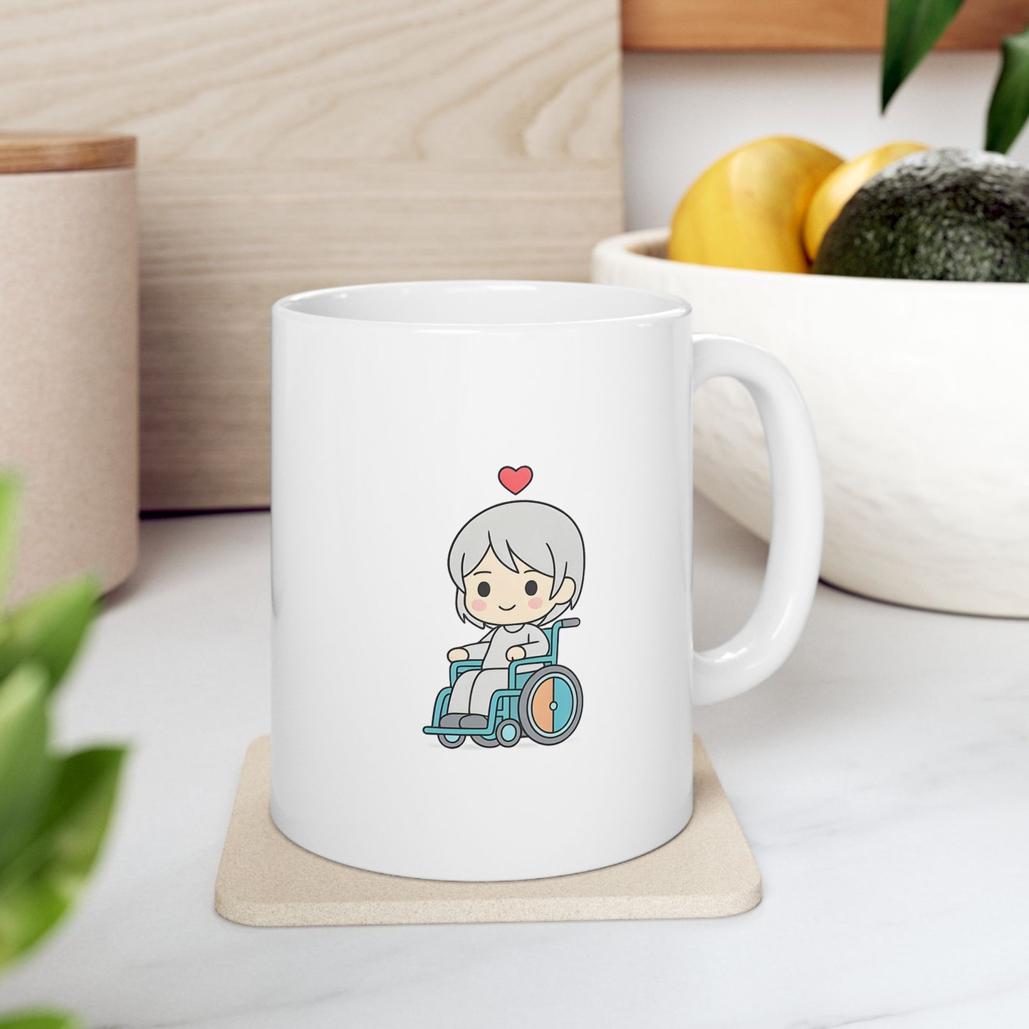 Disability With Anime Inspirational Ceramic Mug - Floral Design (11oz)
