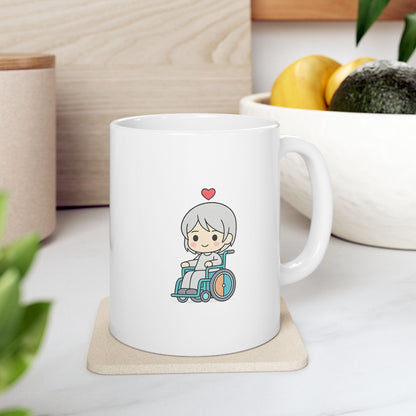 Disability With Anime Inspirational Ceramic Mug - Floral Design (11oz)