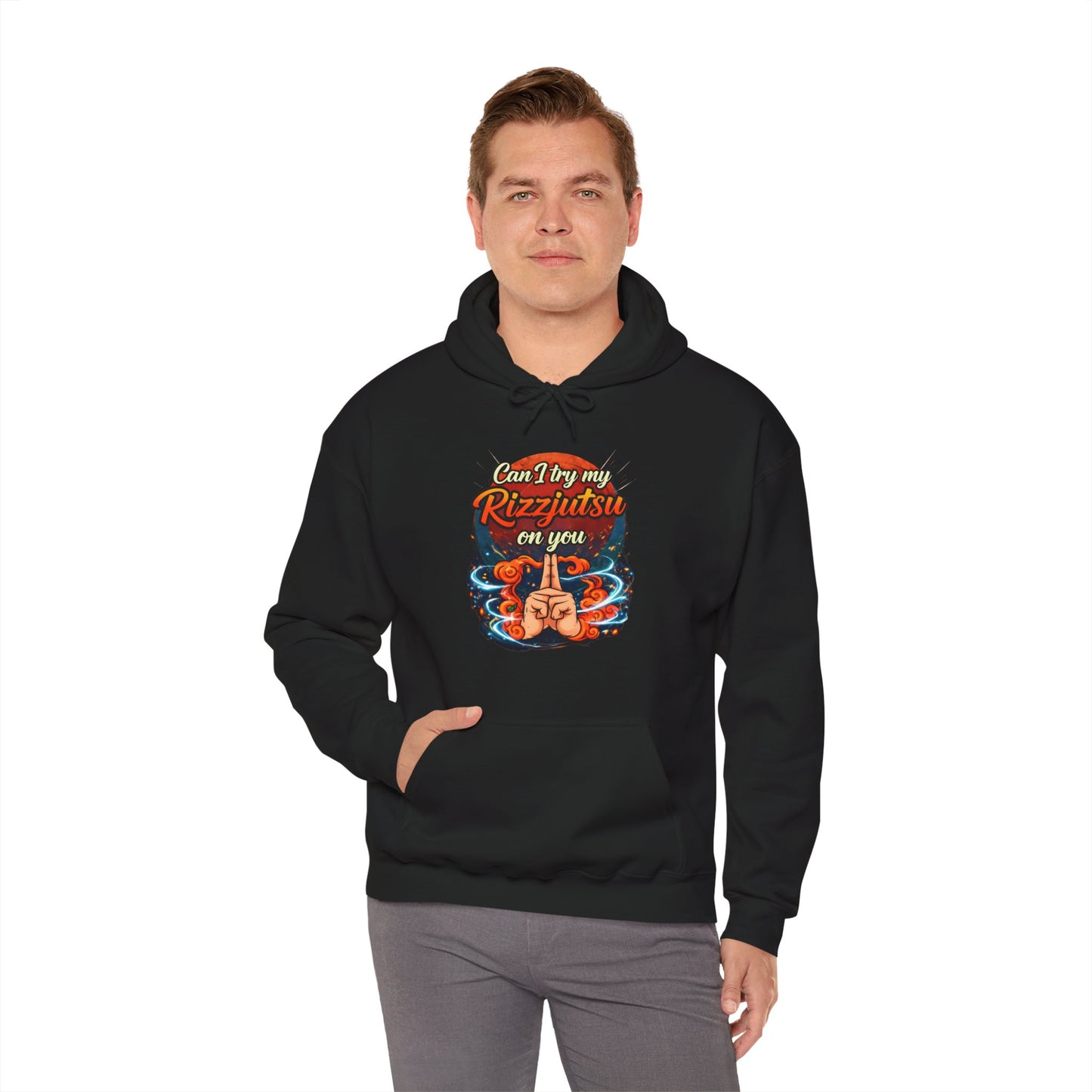 Hoodie — "Can I Try My Rizqustsa On You" Retro Hand-Drawn Graphic Pullover