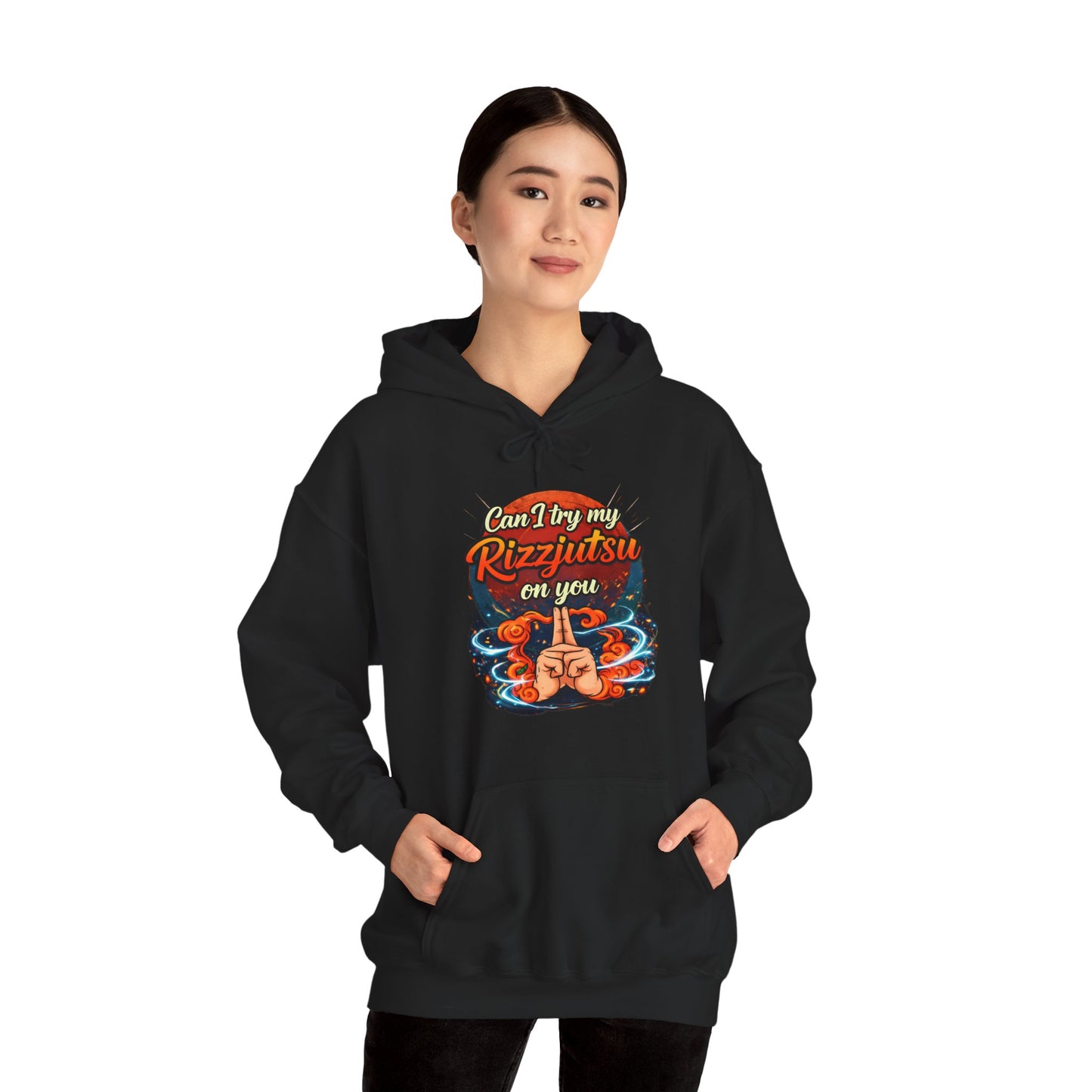 Hoodie — "Can I Try My Rizqustsa On You" Retro Hand-Drawn Graphic Pullover