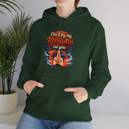 Hoodie — "Can I Try My Rizqustsa On You" Retro Hand-Drawn Graphic Pullover