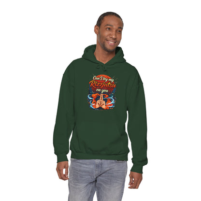 Hoodie — "Can I Try My Rizqustsa On You" Retro Hand-Drawn Graphic Pullover