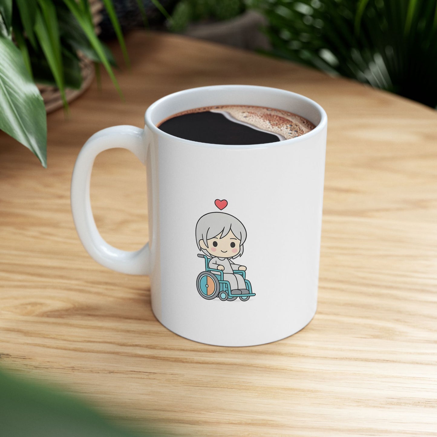 Disability With Anime Inspirational Ceramic Mug - Floral Design (11oz)