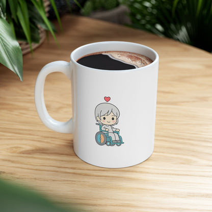 Disability With Anime Inspirational Ceramic Mug - Floral Design (11oz)