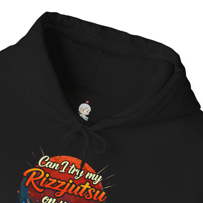 Hoodie — "Can I Try My Rizqustsa On You" Retro Hand-Drawn Graphic Pullover