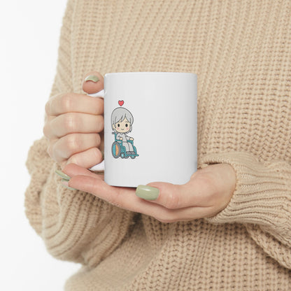 Disability With Anime Inspirational Ceramic Mug - Floral Design (11oz)